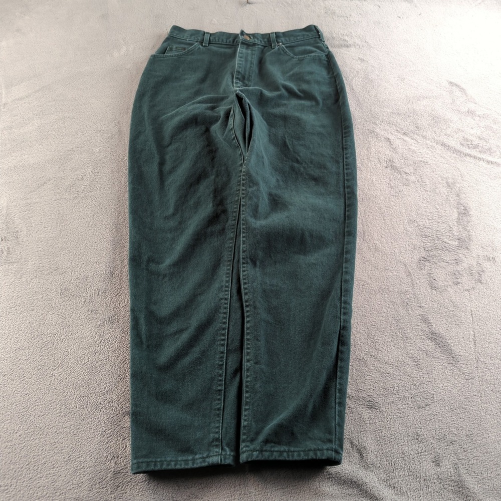 Vintage Lee Jeans Womens 14 Medium Green High Waist Western Mom 90s USA